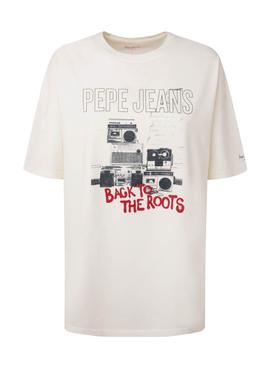 T-Shirt Pepe Jeans Berti Bianco per Donna