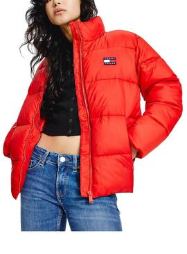 Giubbotto Tommy Jeans Modern Puffer Rosso Donna