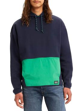 Felpa Levis Utility Colorblock Blu Navy e Verde