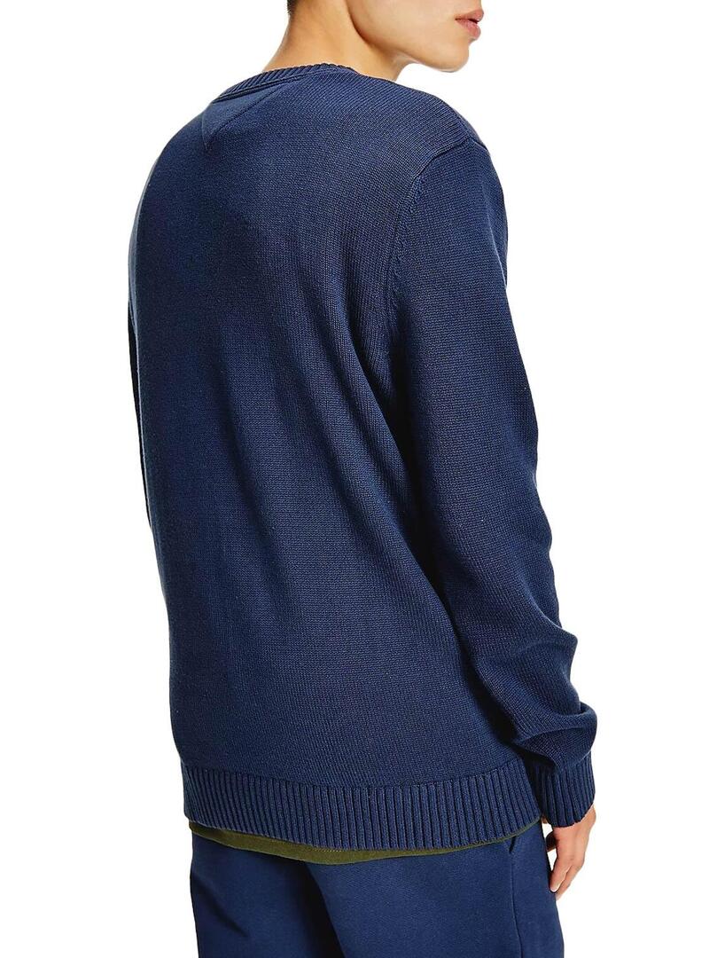 Pullover Tommy Jeans Essential Crew Blu Navy Uomo