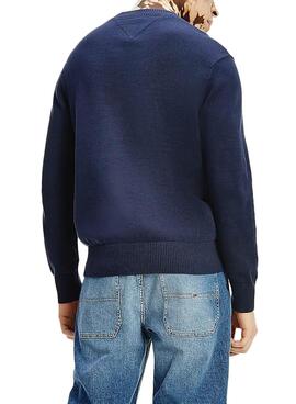 Pullover Tommy Jeans Branded Blu Navy per Uomo