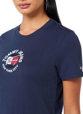 T-Shirt Tommy Jeans Timeless Blu Navy per Donna