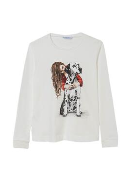 T-Shirt Mayoral M/L Bianco Dalmata per Bambina