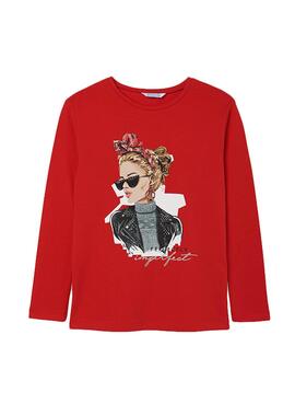 T-Shirt Mayoral M/L Rosso per Bambina