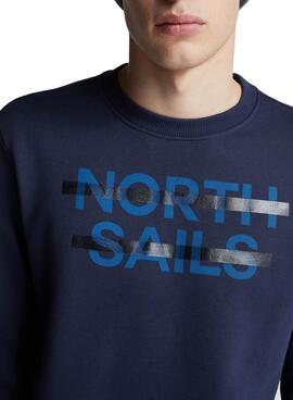 Felpa North Sails Logo Blu per Uomo