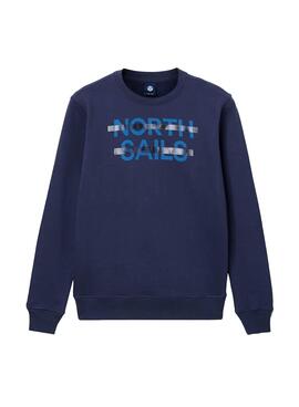 Felpa North Sails Logo Blu per Uomo