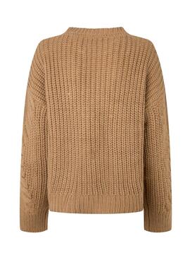 Pullover Pepe Jeans Rania Knitted Marrone per Donna