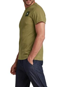T-Shirt Logo G-Star Basdge Verde per Uomo