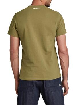 T-Shirt Logo G-Star Basdge Verde per Uomo