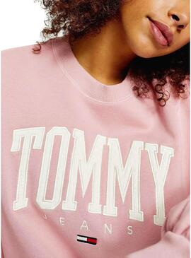 Felpa Tommy Jeans Collegiate Rosa per Donna