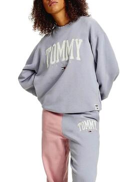 Felpa Tommy Jeans Collegiate Lilla per Donna