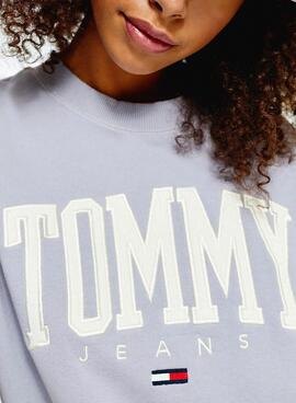 Felpa Tommy Jeans Collegiate Lilla per Donna