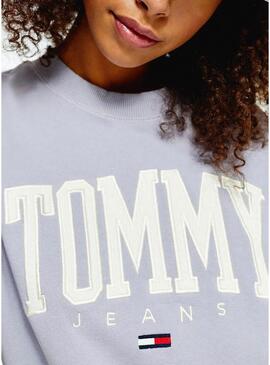 Felpa Tommy Jeans Collegiate Lilla per Donna