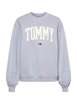 Felpa Tommy Jeans Collegiate Lilla per Donna