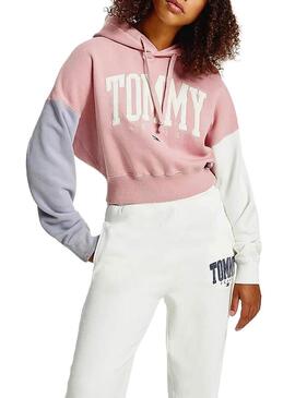 Felpa Tommy Jeans Collegiate Rosa Block Donna