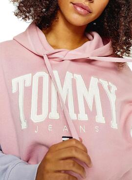 Felpa Tommy Jeans Collegiate Rosa Block Donna