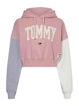 Felpa Tommy Jeans Collegiate Rosa Block Donna