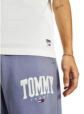 T-Shirt Tommy Jeans Collegiate Bianco per Uomo