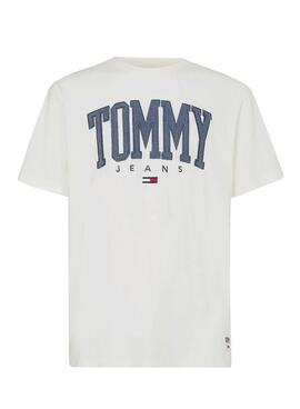 T-Shirt Tommy Jeans Collegiate Bianco per Uomo
