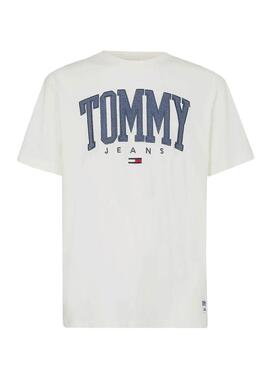 T-Shirt Tommy Jeans Collegiate Bianco per Uomo