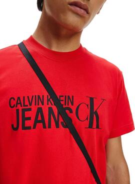 T-Shirt Calvin Klein Seasonal Institution Rosso Per Uomo
