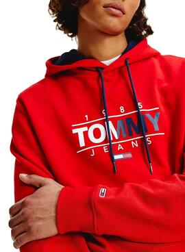 Felpa Tommy Jeans Essential Graphic Rosso Uomo