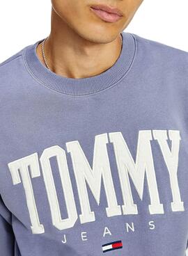 Felpa Tommy Jeans Collegiate Blu per Uomo