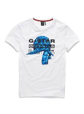 T-Shirt G-Star Graphic 45 Bianco Uomo