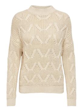 Pullover Only Beige Mette Knitted per Donna