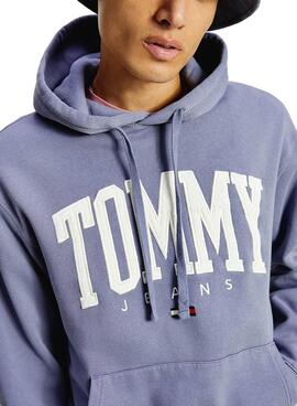Felpa Tommy Jeans Collegiate Blu Cappuccio