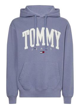 Felpa Tommy Jeans Collegiate Blu Cappuccio