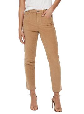 Pantaloni Only Lemily Velluto a coste Beige per Donna