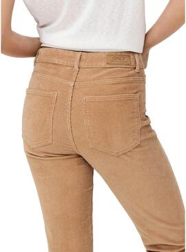 Pantaloni Only Lemily Velluto a coste Beige per Donna