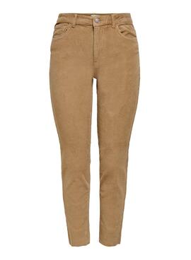 Pantaloni Only Lemily Velluto a coste Beige per Donna