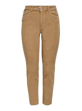 Pantaloni Only Lemily Velluto a coste Beige per Donna