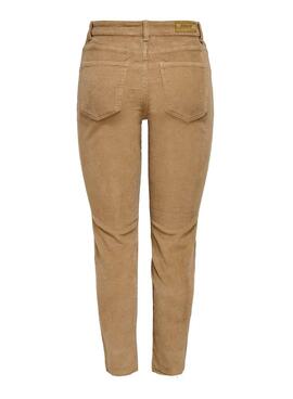 Pantaloni Only Lemily Velluto a coste Beige per Donna