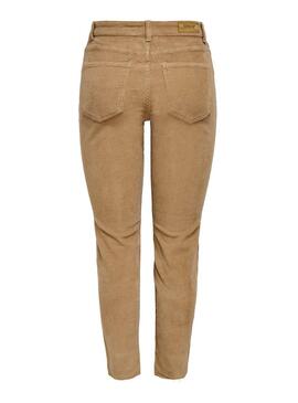 Pantaloni Only Lemily Velluto a coste Beige per Donna