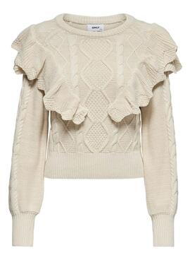 Pullover Only Lisani Life Beige Voltanti per Donna