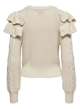 Pullover Only Lisani Life Beige Voltanti per Donna