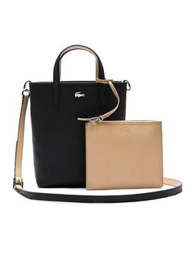 Borsa Lacoste Reversibile Nero Beige per Donna