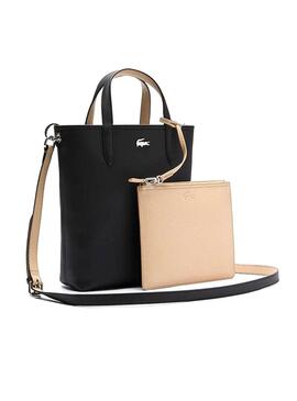 Borsa Lacoste Reversibile Nero Beige per Donna