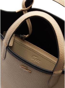 Borsa Lacoste Reversibile Nero Beige per Donna