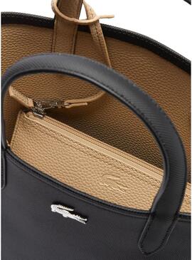 Borsa Lacoste Reversibile Nero Beige per Donna