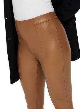 Leggings Only Jessie Ecopelle Marrone per Donna