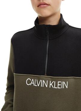 Tuta sportiva Calvin Klein CLR Block Zip Verde per Bambino