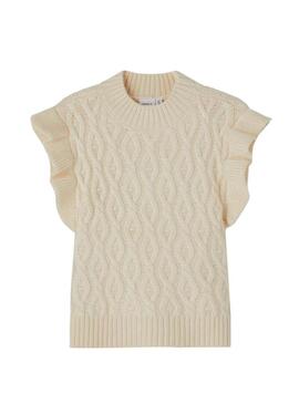 Gilet Name It Maglia Ramat Beige per Bambina