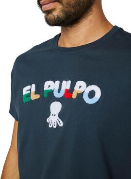 T-Shirt El Pulpo Letras Towel Fifty Blu Navy Uomo