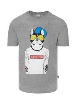 T-Shirt Gorgeous Bulldog Grigio Uomo