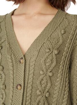 Giacca Naf Naf Knitted Intrecciato Verde per Donna
