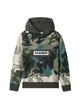 Felpa Napapijri Burgee Camo Verde per Bambino